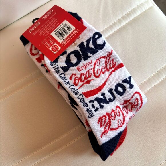 CRAZY Universe  Coca- Cola Adult Shoe Size 6-13 Crew Socks 3 Pack #F - Picture 2 of 2